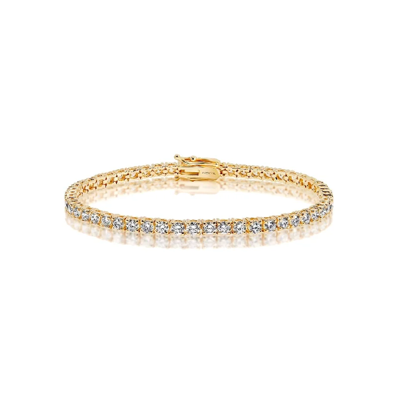 Topaz bead bangles-Esme 5.50 Carat 11 Pointer Each Stone Round Brilliant Diamond Tennis Bracelet in 14k Yellow Gold