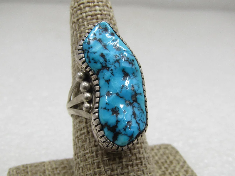 Sapphire stone rings-Sterling Southwestern Turquoise Ring, Tony Guerro, Sz. 8, Unisex