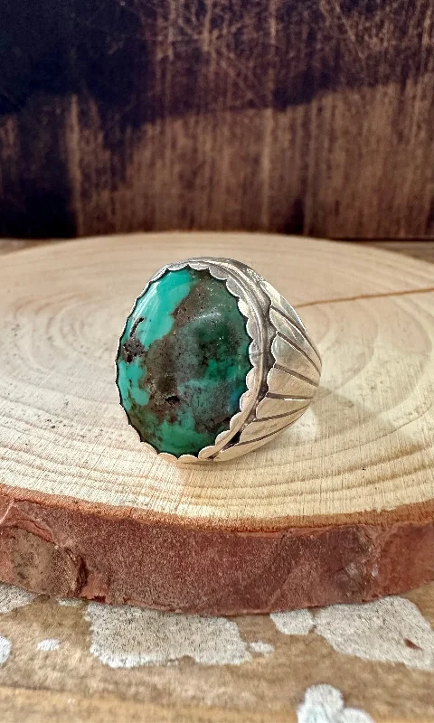 Warm wood rings-ALVERY SMITH TIBETAN Turquoise Ring • Size 12